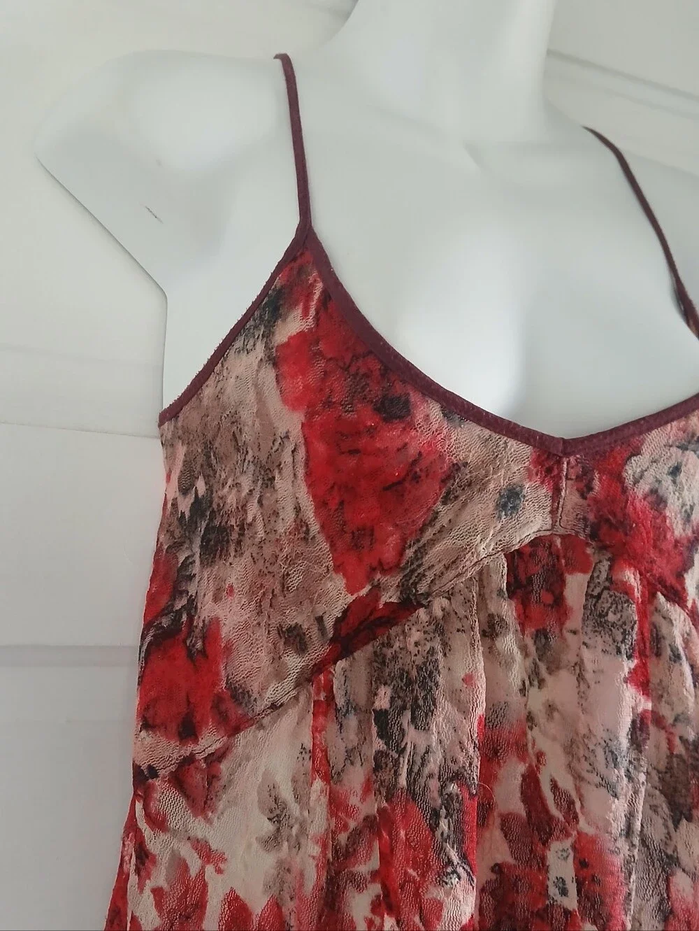 Free People Slip Tank Top Floral Babydoll Feminine Romantic Flowy Asymmetric Hem